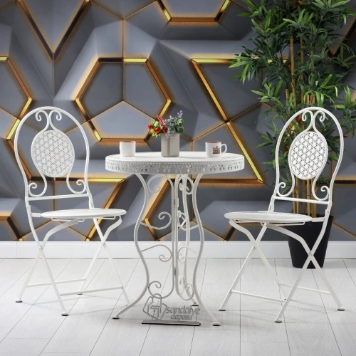 m_500_87f52ce87f9e06b88835a37909a543f9 Morena Metal Sandalye Ve Masa Takımı Beyaz 2+1