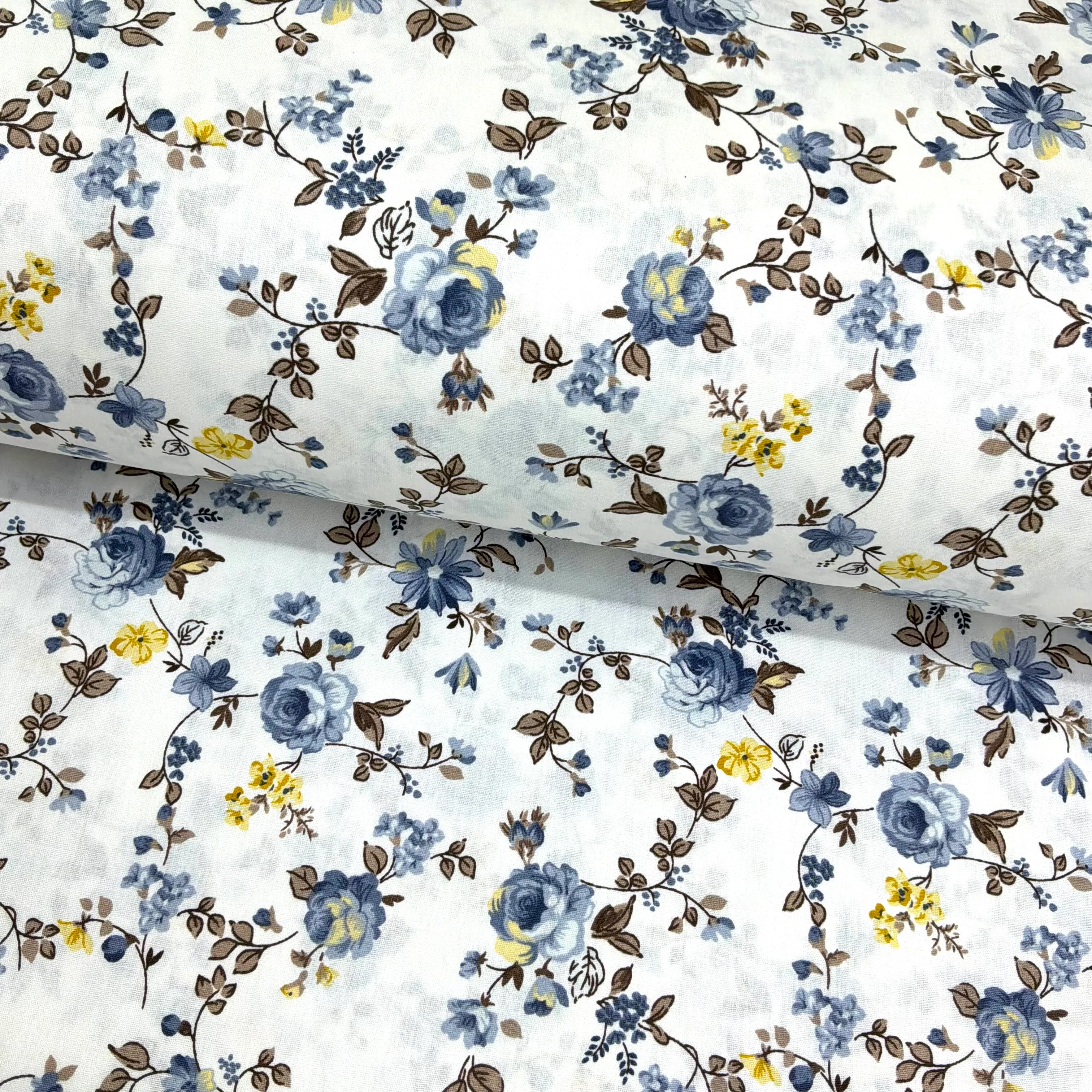 img-3371 İndigo Mavi Güllü Sarmaşık Poplin Kumaş