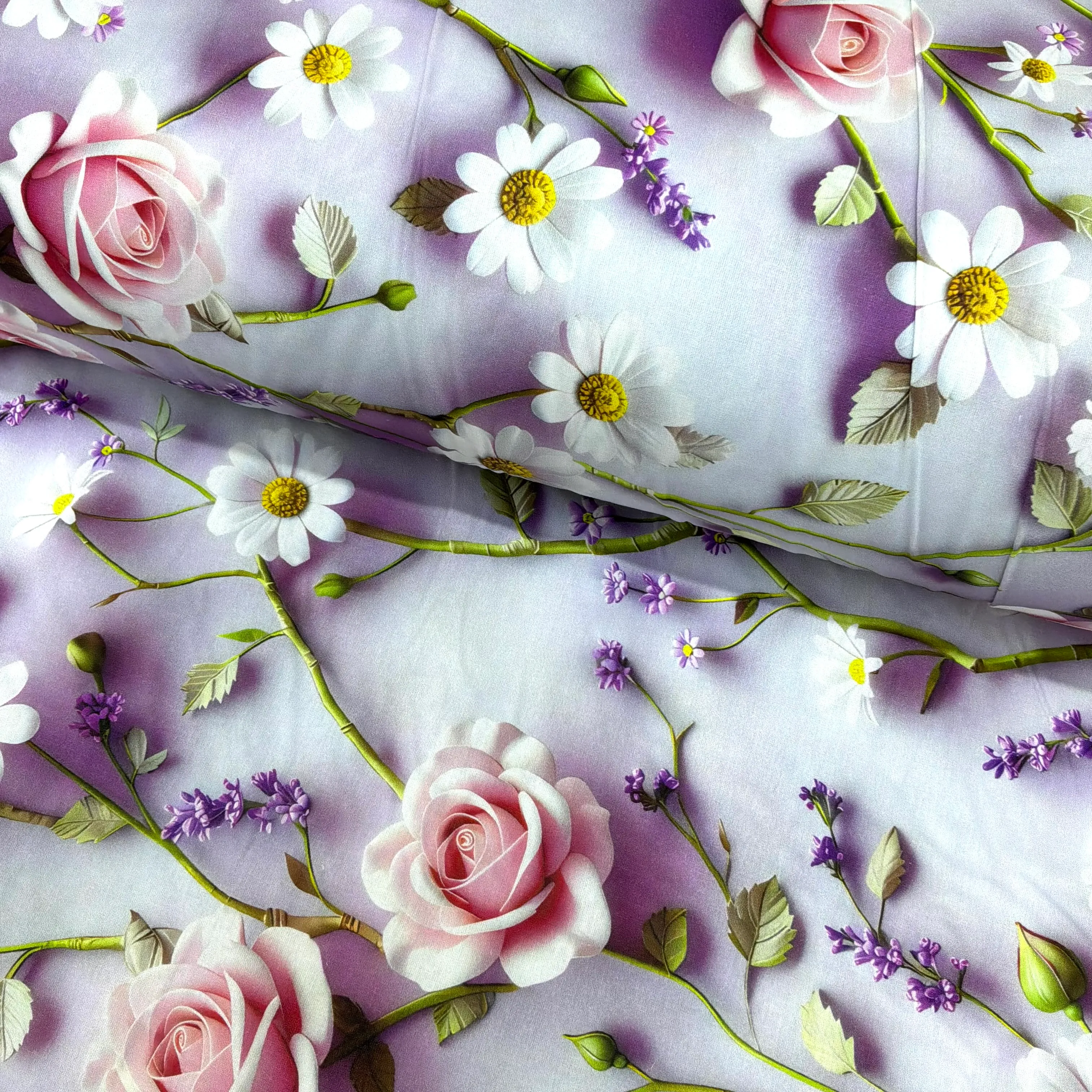 img-3457-1 Papatyalı Lila Güller Ranforce Dijital Poplin Kumaş