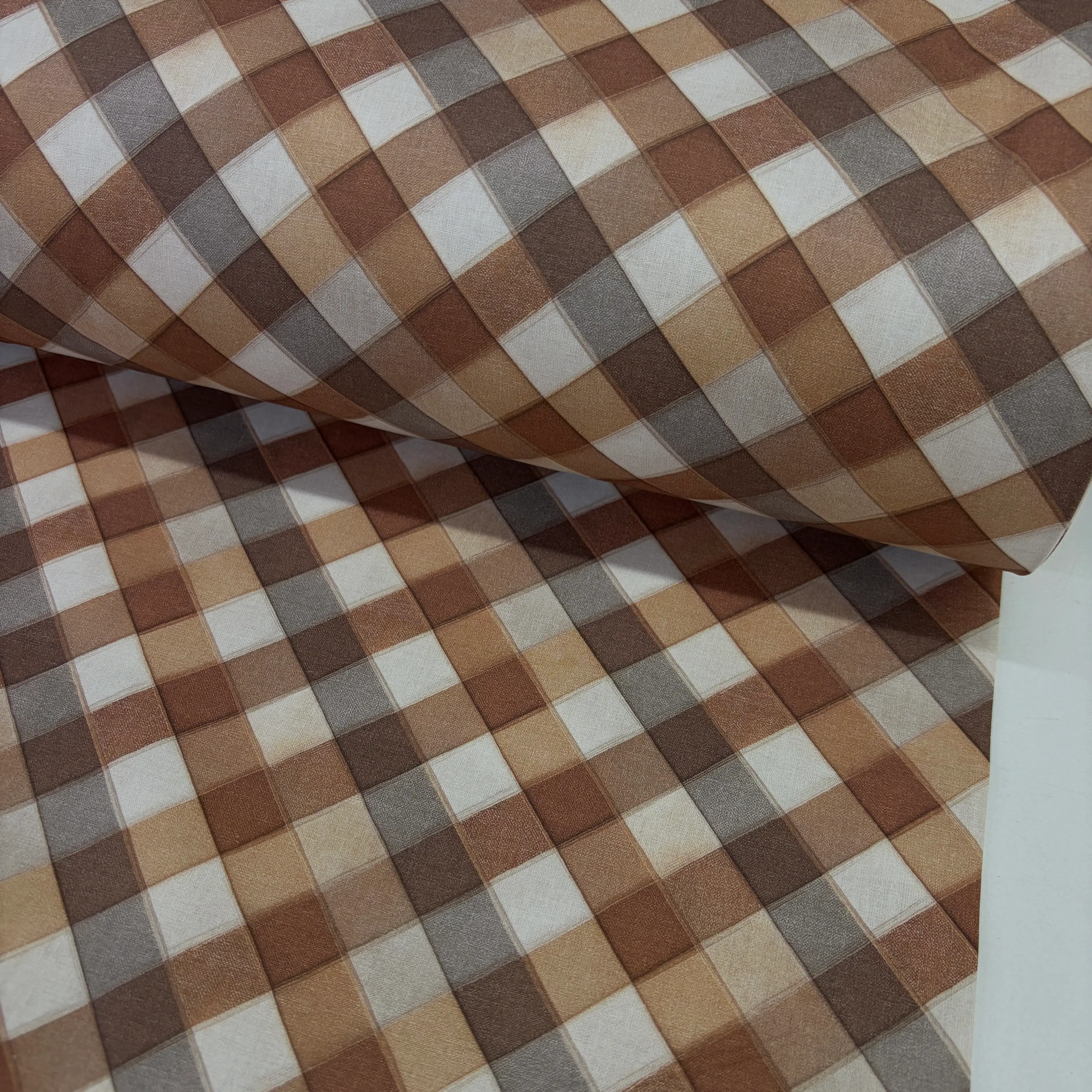 img-9487 Kahve Flu Ekose Dijital Poplin Kumaş