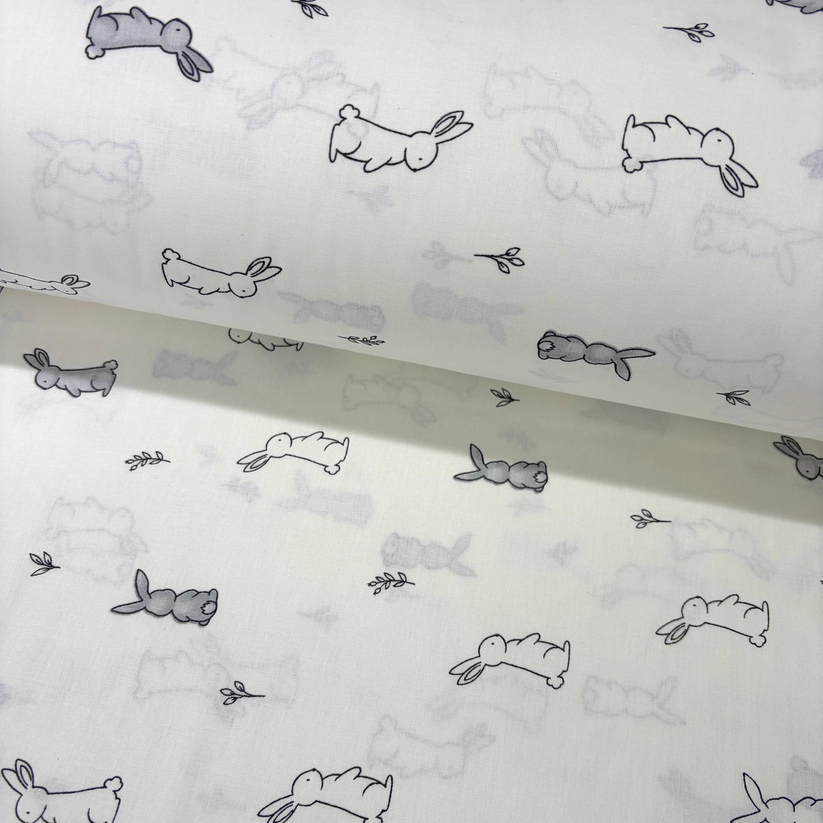 minik-tavsanlar-poplin-kumas-gri Minik Tavşanlar Poplin Kumaş