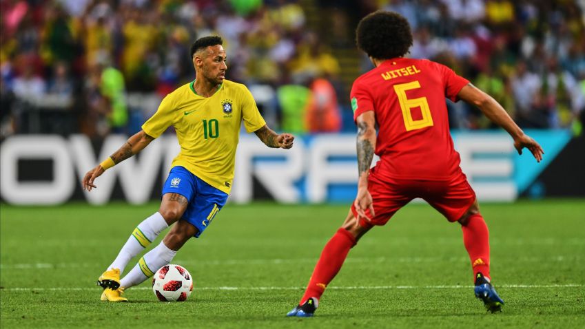 Neymar na derrota do Brasil na Copa do Mundo de 2018 contra a Bélgica • Ulrik Pedersen/NurPhoto via Getty Images