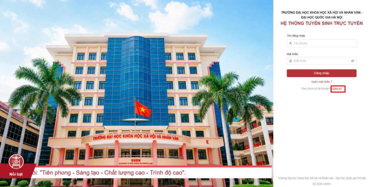 u1_1 Dai hoc Khoa hoc Xa hoi va Nhan van - DHQGHN (USSH) huong dan dang ky xet tuyen 2026